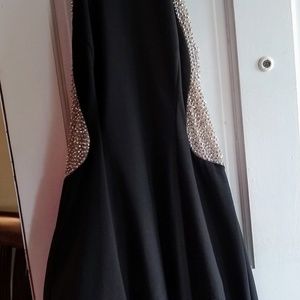 Black beaded halter cocktail dress